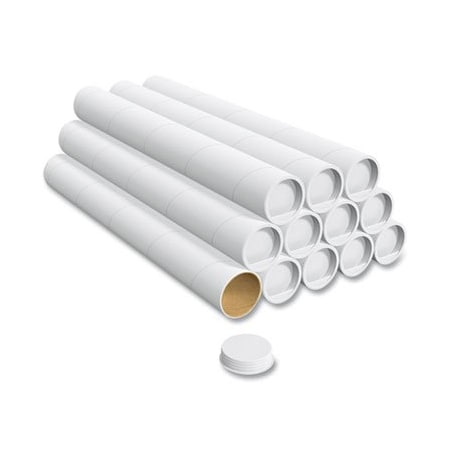 Coastwide Professional MAILING TUBE WITH CAPS, 24in LONG, 3in DIAMETER, WHITE, 12PK 558420